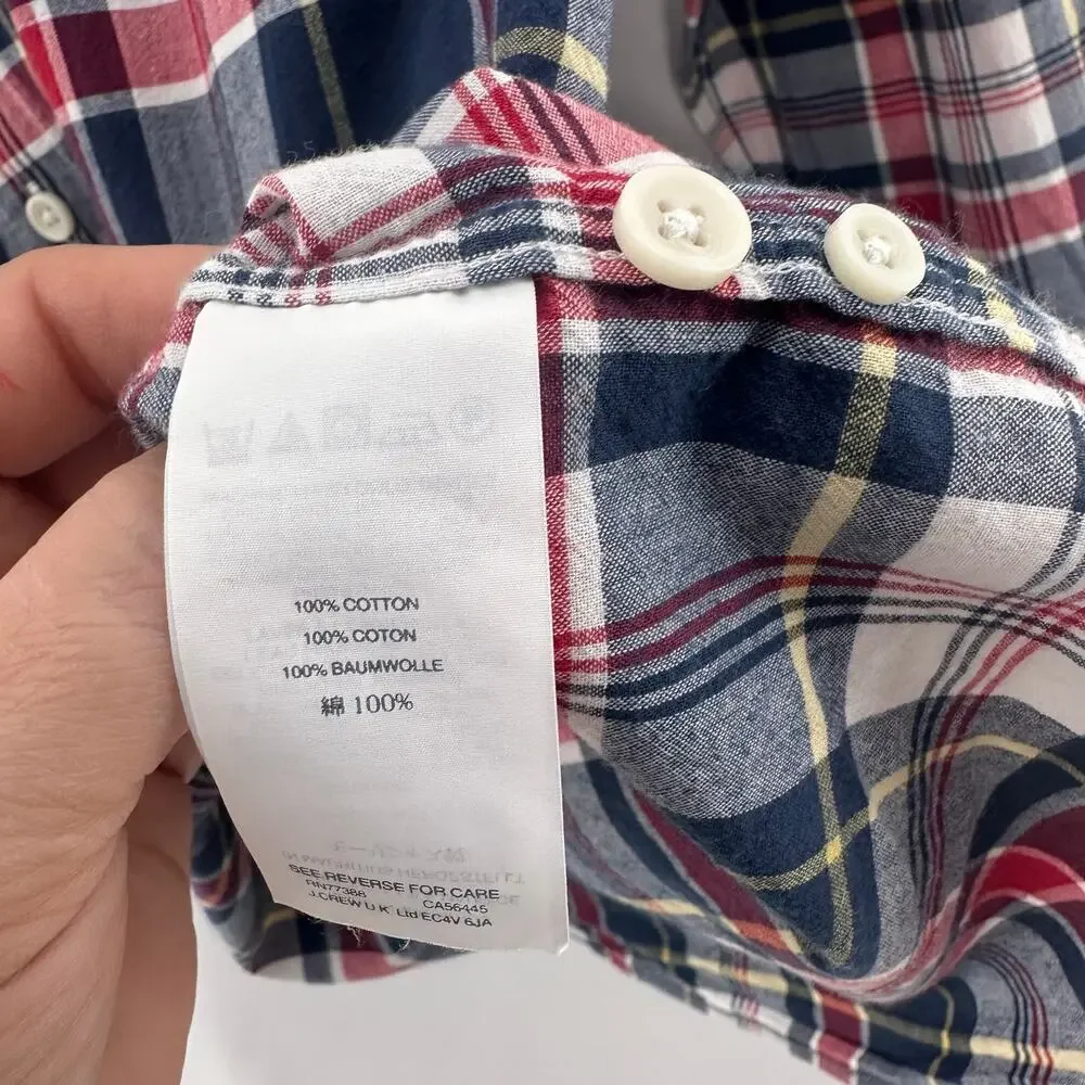 Sewn for J.Crew Plaid Shirt Mens S Slim Fit Blue Red Button Up Work Casual